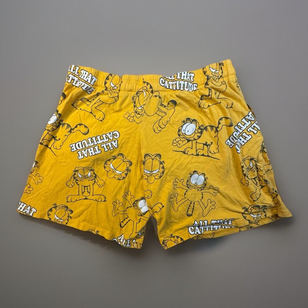 Garfield Cattitude Shorts Mens S Yellow Cartoon Lounge Pajama Elastic -269